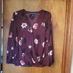 Apt. 9 Burgundy Floral Women's Blouse